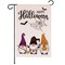 G128 Garden Flag Happy Halloween Three Gnomes Spider Web 12"x18" Burlap Fabric